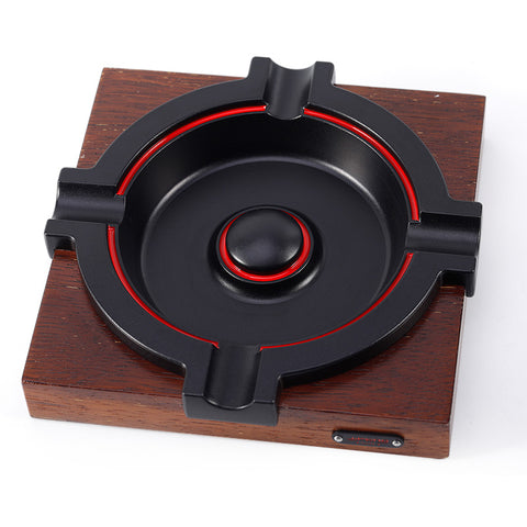 Regal Square Cigar Ashtray - Luxury Rosewood Base with Alloy Cigar Rests