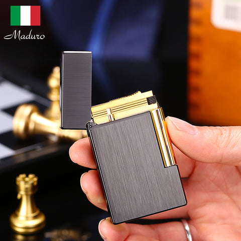 Maduro M2 Refillable Butane Soft Flame Lighter – Slim Brushed Steel