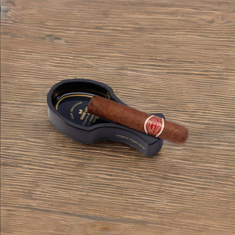 Compact Alloy Cigar Ashtray - Portable Design with Wide-Diameter Single Cigar Rest