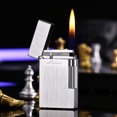 Maduro M2 Refillable Butane Soft Flame Lighter – Brushed Steel